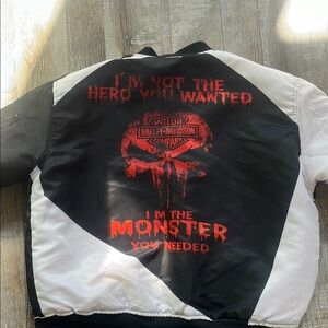 Harley-Davidson Black and White Jacket with Red Graphics